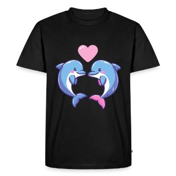 Dolphin Couple Love Valentine's Day - Men's Premium Organic T-Shirt - black - Front - Nico (187cm)