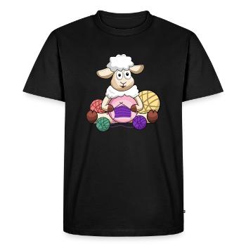 Crochet, crochet sheep, crochet sheep, yarn - Men's Premium Organic T-Shirt - black - Front - Nico (187cm)