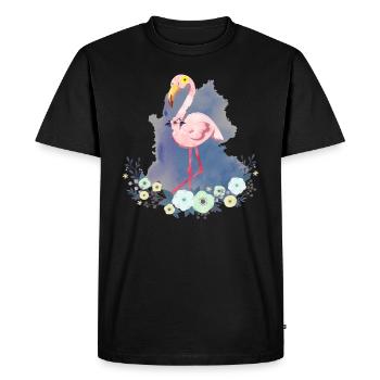 Flamant rose, flamants roses, flamants roses - T-shirt Premium bio Homme - noir - Devant - Nico (187cm)