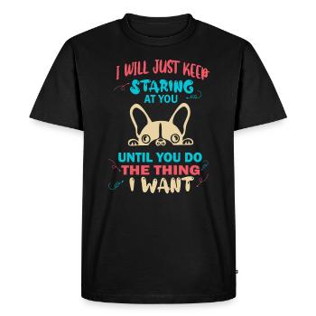 Boston Terrier, Boston Terrier, Boston Terrier - T-shirt Premium bio Homme - noir - Devant - Nico (187cm)