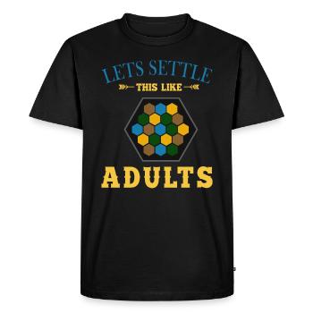 Jeu de société, jeu de société, jeu de société, colons, moutons - T-shirt Premium bio Homme - noir - Devant - Nico (187cm)