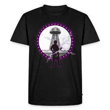 Tesla Nikola, Tesla Nikola Tesla, patent, - Men's Premium Organic T-Shirt - black - Front - Nico (187cm)
