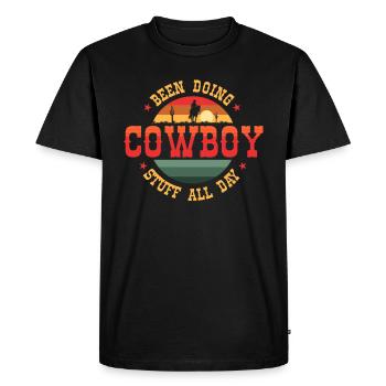 Cow-boy, Cowboy Stuff, Western, - T-shirt Premium bio Homme - noir - Devant - Nico (187cm)