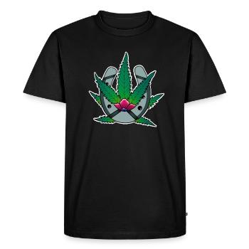 Fer à cheval cannabis old school tattoo - T-shirt Premium bio Homme - noir - Devant - Nico (187cm)