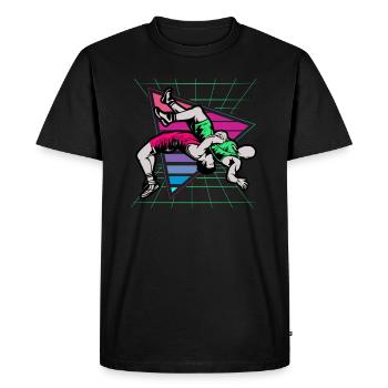 Lutte, Lutteur, 2021, - T-shirt Premium bio Homme - noir - Devant - Nico (187cm)