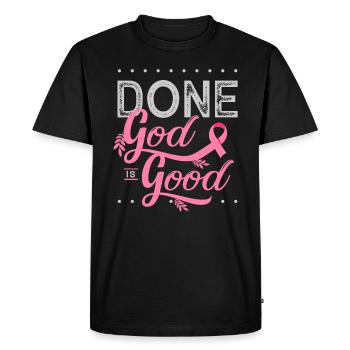 Chimio, chimio, cancer du sein, boucle rose, - T-shirt Premium bio Homme - noir - Devant - Nico (187cm)