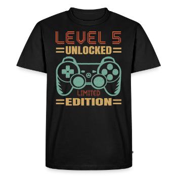 Birthday Level 5 Unlocked - Men's Premium Organic T-Shirt - black - Front - Nico (187cm)