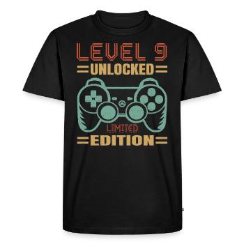 Birthday Level 9 Unlocked - Men's Premium Organic T-Shirt - black - Front - Nico (187cm)