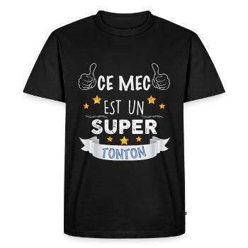 t-shirt super tonton Idée cadeau oncle - T-shirt Premium bio Homme - noir - Devant - Nico (187cm)