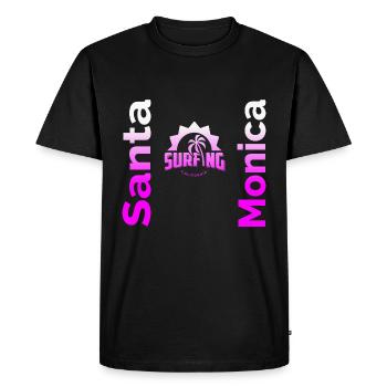 Santa Monica Surfer T-Shirt - Men's Premium Organic T-Shirt - black - Front - Nico (187cm)