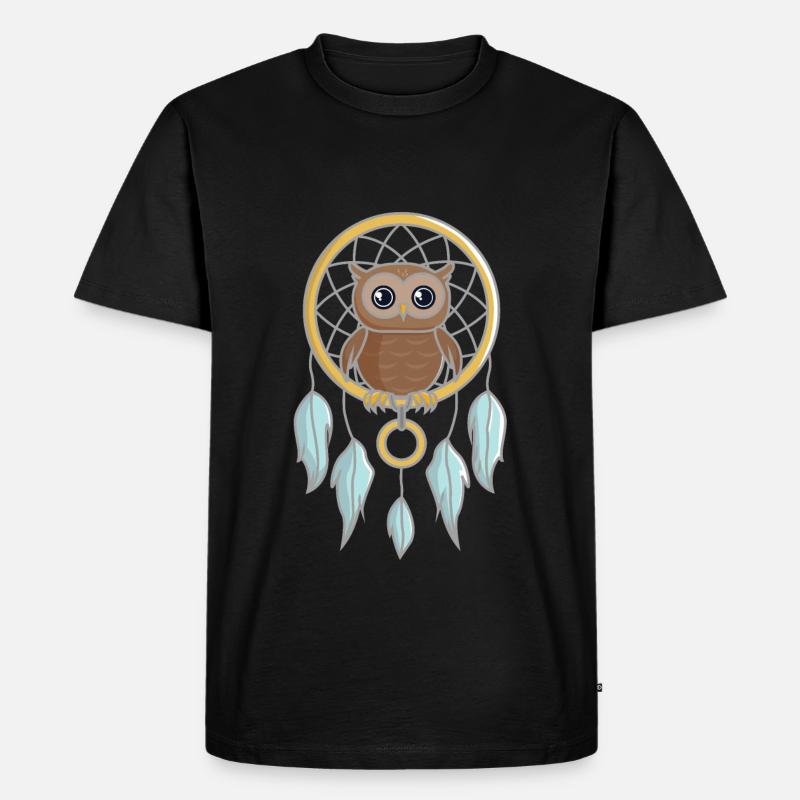 Eule im Traumfänger - Männer Premium Bio T-Shirt - Schwarz