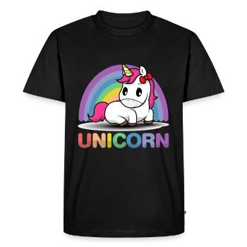 Licorne Licorne arc en ciel - T-shirt Premium bio Homme - noir - Devant - Nico (187cm)