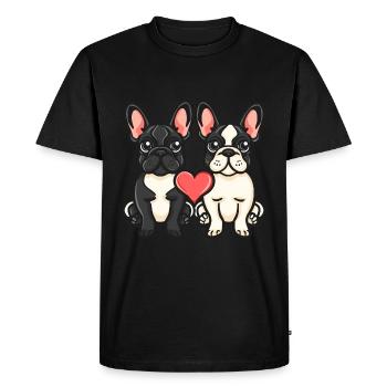 Français Buldog Chiens Couple Amour Valentinsta - T-shirt Premium bio Homme - noir - Devant - Nico (187cm)