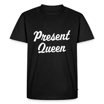 Present Queen - Men's Premium Organic T-Shirt - black - Front - Nico (187cm)