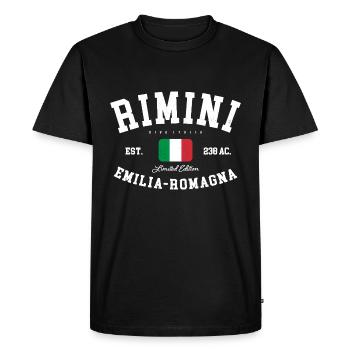 Rimini Émilie-Romagne Italia Drapeau Italie - T-shirt Premium bio Homme - noir - Devant - Nico (187cm)