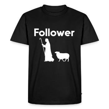 Jésus disciple Parabole de la brebis perdue - T-shirt Premium bio Homme - noir - Devant - Nico (187cm)