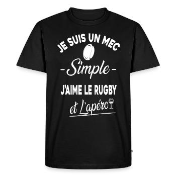 mec simple rugby et apéro,rugbyman,apéro - T-shirt Premium bio Homme - noir - Devant - Nico (187cm)