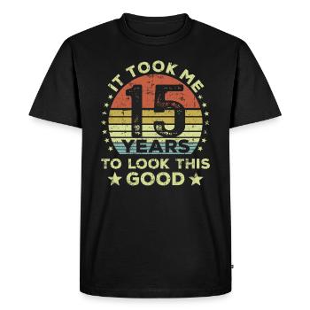 It took me 15 years to look this good - Men's Premium Organic T-Shirt - black - Front - Nico (187cm)