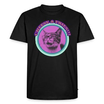 Cheese Fries Cat - Men's Premium Organic T-Shirt - black - Front - Nico (187cm)