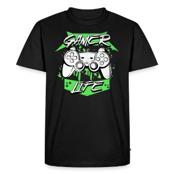 Gamer Life Retro Game Controller Graphic Design - Men's Premium Organic T-Shirt - black - Front - Nico (187cm)