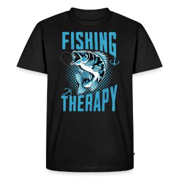 Pêche Thérapie Pêcheur relaxant - T-shirt Premium bio Homme - noir - Devant - Nico (187cm)
