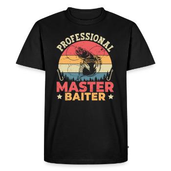 Professional Master Baiter Retro Fishing - Men's Premium Organic T-Shirt - black - Front - Nico (187cm)