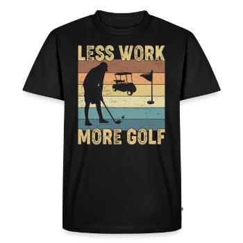 Moins de travail Plus de golf Vintage - T-shirt Premium bio Homme - noir - Devant - Nico (187cm)