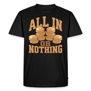 Poker All In ou Rien - T-shirt Premium bio Homme - noir - Devant - Nico (187cm)