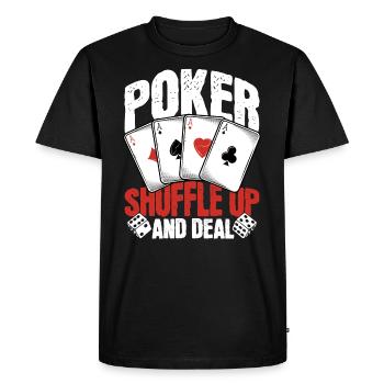 Poker Shuffle Up and Deal - Men's Premium Organic T-Shirt - black - Front - Nico (187cm)