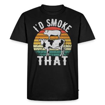 Je fumerais ça - Amateur drôle de BBQ et de grillades - T-shirt Premium bio Homme - noir - Devant - Nico (187cm)