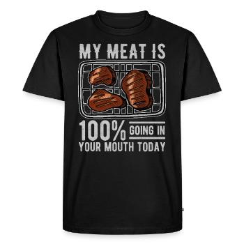 Ma viande va à 100% dans ta bouche aujourd’hui - T-shirt Premium bio Homme - noir - Devant - Nico (187cm)