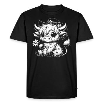 Cute Highland Cow Farm Animal Adorable Cartoon - Men's Premium Organic T-Shirt - black - Front - Nico (187cm)