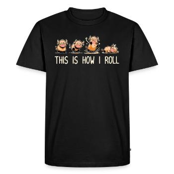 C’est comme ça que je roule Funny Highland Cow - T-shirt Premium bio Homme - noir - Devant - Nico (187cm)