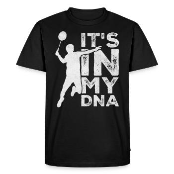 C’est dans mon ADN Raquette de joueur de badminton drôle - T-shirt Premium bio Homme - noir - Devant - Nico (187cm)