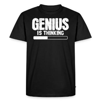 Genius Is Thinking Funny Smart Clever Nerd - Men's Premium Organic T-Shirt - black - Front - Nico (187cm)