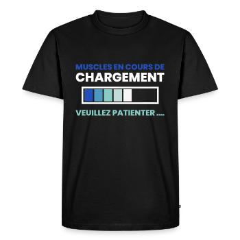 Muscles being loaded... - Men's Premium Organic T-Shirt - black - Front - Nico (187cm)