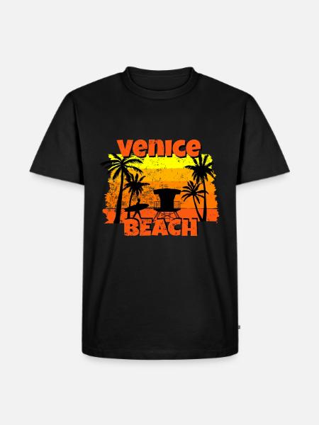 Venice Beach - Männer Premium Bio T-Shirt - Schwarz