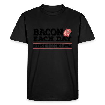 Bacon A Day Funny Diet Anti-Vegan - T-shirt Premium bio Homme - noir - Devant - Nico (187cm)