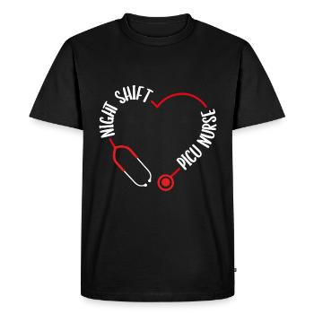 Night Shift Picu Nurse Stethoscope Nursing - Men's Premium Organic T-Shirt - black - Front - Nico (187cm)