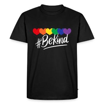 Soyez gentil Rainbow Hearts - T-shirt Premium bio Homme - noir - Devant - Nico (187cm)