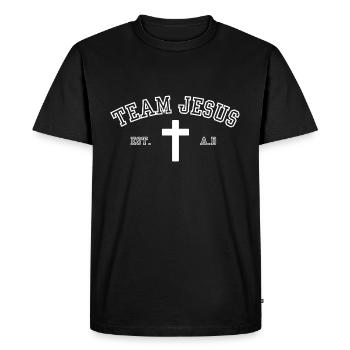 Team Jesus Bible Fun Religious Christian - Men's Premium Organic T-Shirt - black - Front - Nico (187cm)