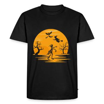 Halloween Full Moon, Witches, Skeleton T-Shirt - Men's Premium Organic T-Shirt - black - Front - Nico (187cm)