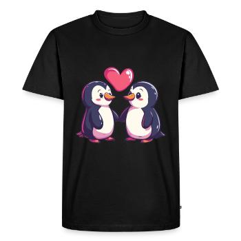 Penguin Couple Love Valentine's Day - Men's Premium Organic T-Shirt - black - Front - Nico (187cm)