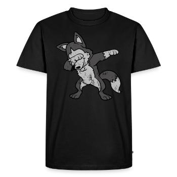 Style Vintage Vintage Grunge Tampons Wolf Husky - T-shirt Premium bio Homme - noir - Devant - Nico (187cm)