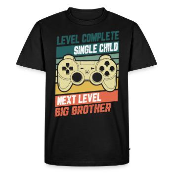 Level Complete Enfant unique frère naissance cadeau - T-shirt Premium bio Homme - noir - Devant - Nico (187cm)