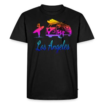 Los Angeles Surfer T-Shirt - Men's Premium Organic T-Shirt - black - Front - Nico (187cm)