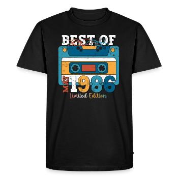37 Birthday Man Cassette May Vintage 1986 - T-shirt Premium bio Homme - noir - Devant - Nico (187cm)