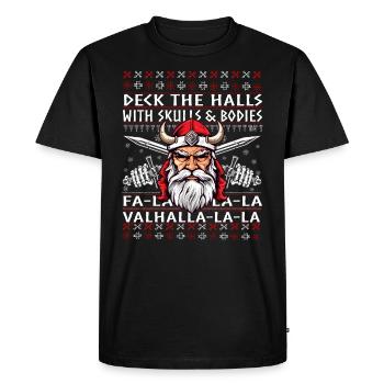 Fun viking christmas santa valhalla deck the halls - Men's Premium Organic T-Shirt - black - Front - Nico (187cm)