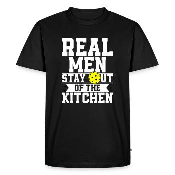 Real Men Stay Out Of The Kitchen Funny Pickleball - Men's Premium Organic T-Shirt - black - Front - Nico (187cm)