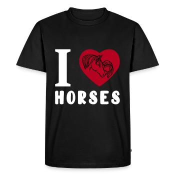 J’aime les amoureux des chevaux propriétaires de chevaux animal - T-shirt Premium bio Homme - noir - Devant - Nico (187cm)